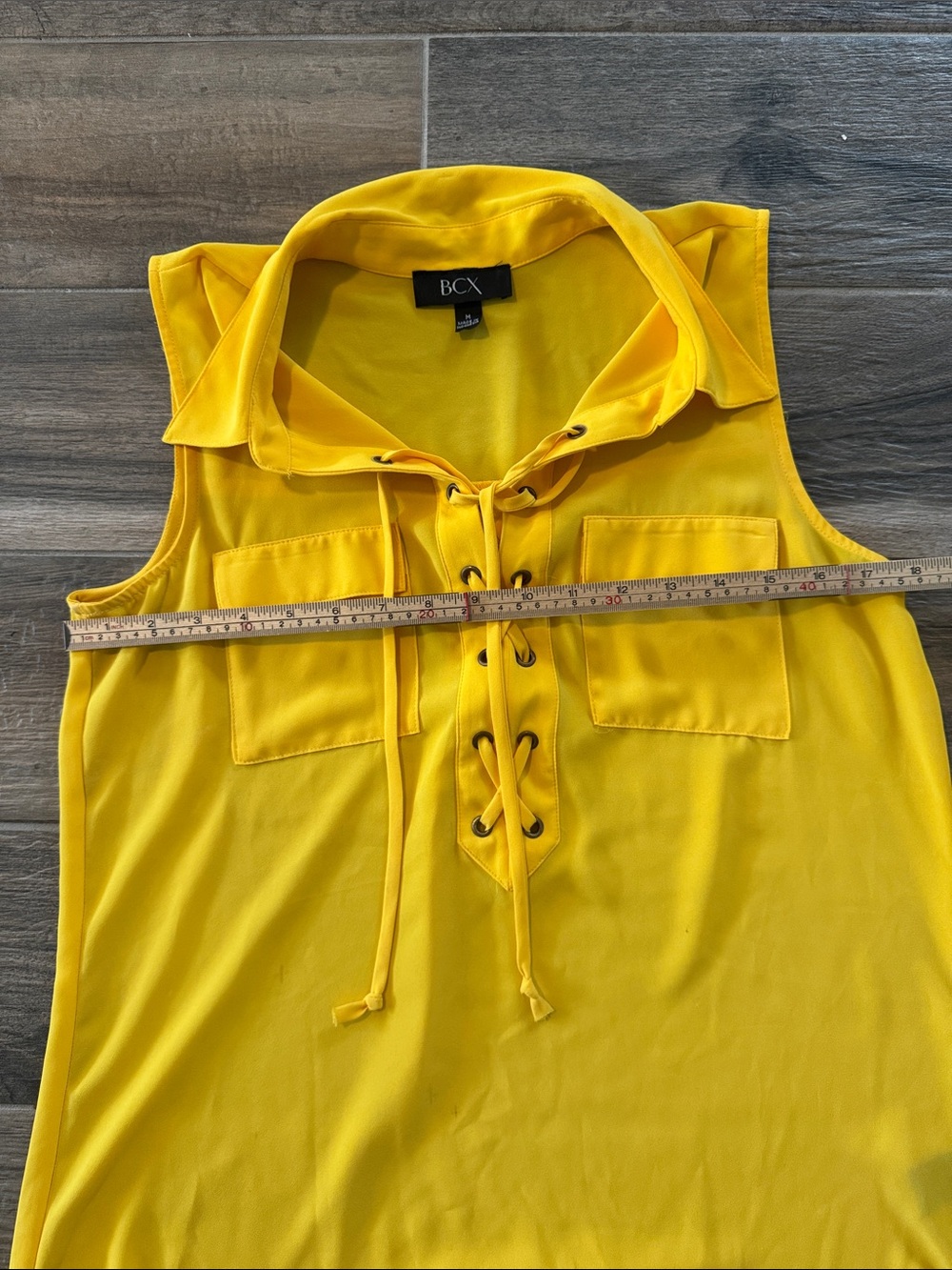 BCX Bright Yellow Lace-Up Sleeveless Camisole - Picture 2 of 3